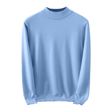 Pull homme à col roulé, style automne-hiver, couleur unie, thermique et chaud, en maille (Bleu clair n 1, L)