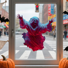 Halloween-haamu-ikkunatarrat - aavemaiset PVC-tarrat ikkunoihin ja seiniin, helppo kiinnittää ja vedenpitävä juhlakoriste, koristesetti, A