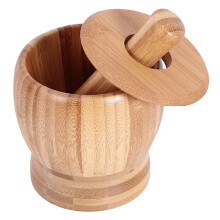 Bamboo Garlic Pounding Jar Supplementary Bowl Food Mashing Tool Garlic Mashing Bowl Food Pestle Child