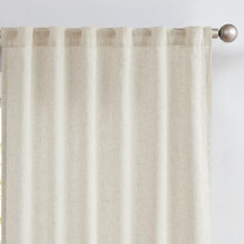 Linen Curtains with Privacy Lining, 63" Crude Beige, Farmhouse Style, Rod Pocket & Back Tab, 2 Panels – Compatible with Standard Rods