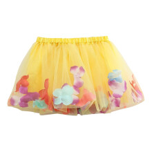 Tutukjole til piger, gul puffy tyl ballet underskørt, lagdelt festkjole, afslappet outfit, kompatibel med karnevals- og festkjoler, alder 6-8