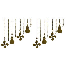 8Pcs Ceiling Fan Pull Chain Set,Bulb and Pattern Extension Pendant 12 Inch(Antique Bronze)
