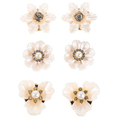 6Paare Manschettenknöpfe Damen Beige Mit Design