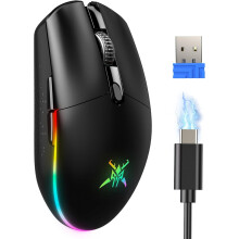 Trådløs gamingmus, 8000 DPI, 100 timers batterilevetid, RGB, 6 knapper, dobbelt 2.4G/USB-C-forbindelse, kompatibel med pc/Mac/bærbar computer