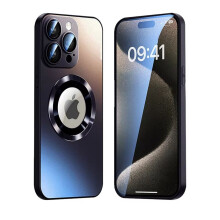 Capa magnética para iPhone 16 Pro com proteção de lente e visualização do logotipo - Preto