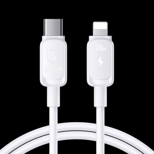 Cablu USB-C la Lightning 20W, 0,25 m - Alb