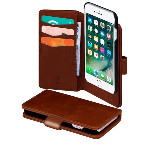 Étui portefeuille 2-en-1 pour iPhone 6/6S/7/8 Plus - Marron