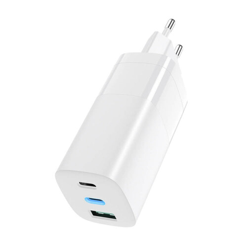 Chargeur 65 W, USB-C PD, chargement rapide, MacBook Air, iPhone, etc. - Blanc