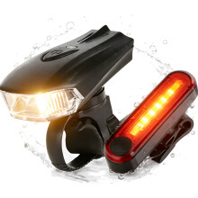 LED-fietsverlichtingsset voor en achter, zwart ABS