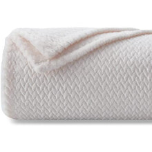 Super Soft Throw Blanket Ivory Premium Silky Flannel Fleece Leaves Pattern Lightweight Bed Blanket All Season Use (Ivory, Throw(40"x50"))