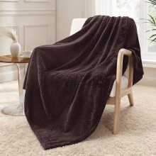 Extra Large Fleece Throw Blanket, Super Soft & Warm, Waffle Texture, Cozy & Lightweight (Coffee, 50x70 in)