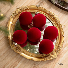 6 Pcs 8cm Christmas Tree Baubles Set in Wine Red Coffee Green Milky White, Shatterproof Plastic Ornaments for Modern Holiday Home Decor