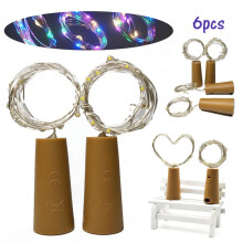MesaSe Wine Bottle Lights, 6pcs 20-LED Cork-Shaped Fairy String Lights, Waterproof, Battery-Powered, Compatible with DIY/Party/Christmas/Wedding