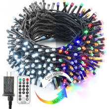 Kleurveranderende kerstboomverlichting, 35 meter lange kerstslinger met 300 led's en afstandsbediening, 11 standen, koel wit en meerkleurig,