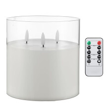 6x6Inch Extra Large Flameless Candles, 3 Wick Glass Large Candles with Remote Control and Timer,for Home Party Decor