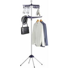 Égouttoir pliable à 2 niveaux, 183 cm (72 pouces), 3 bras pivotants, 24 pinces, acier inoxydable, capacité de 27 articles, bleu/argent, compatible