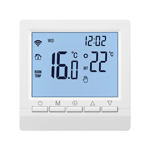 Wall-Mounted Thermostat White LCD with Child Lock