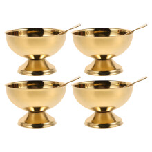 4Pcs Golden Metal Ice Cream Cups Multi-Use Dessert Bowls