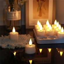 Rechargeable Flameless Tea Lights with Charging Base & Remote Timer, for Home Christmas Wedding Decor 12 Pack