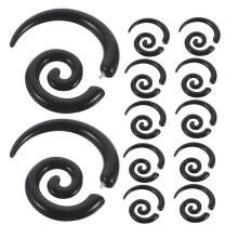 18Pairs Spiral Ear Stretchers Acrylic and Steel Earrings