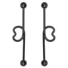 6Pairs Smooth Steel Black Industrial Barbell Ear Stud Creative Design