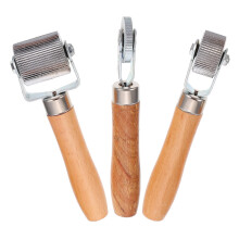 3 Pcs Scroll Wheel Rollers Installation Rolling Tool Wooden Handle Puncture Repair Tool Tire Repair Compaction Roller