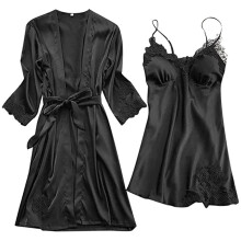 Set de rochie de lenjerie intimă pentru femei 2025, lenjerie de Ziua Îndrăgostiților, halat de mătase din dantelă, rochie de noapte, pijamale,