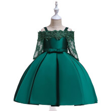 Prinsessenjurk voor babymeisjes, kanten jurk met geborduurde strik en bloemen, mouwloze galajurk of jurk voor bloemenmeisje, kerstcadeau – groen
