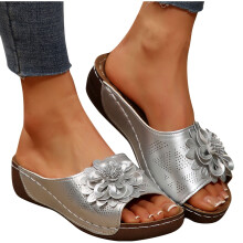 Sandali da donna, sandali comodi da donna, sandali eleganti estivi da spiaggia da donna, calzature comode argento 7.5