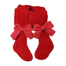 Meias-calças infantis macias e sem costura para bebês e meninas, ideais para o inverno, em tricô vermelho natalino. Calças e meias quentinhas
