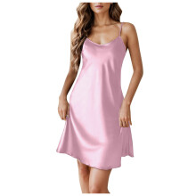 Nattlinne för kvinnor Satin Chemise Sexig nattlinne Sömnklänning Sexiga sovkläder Andningsbara pyjamas