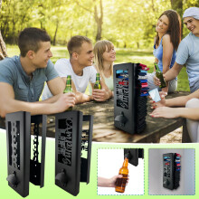Soporte personalizado para enfriador de latas con abridor de botellas, estante de almacenamiento para cerveza y bebidas con botella abierta,