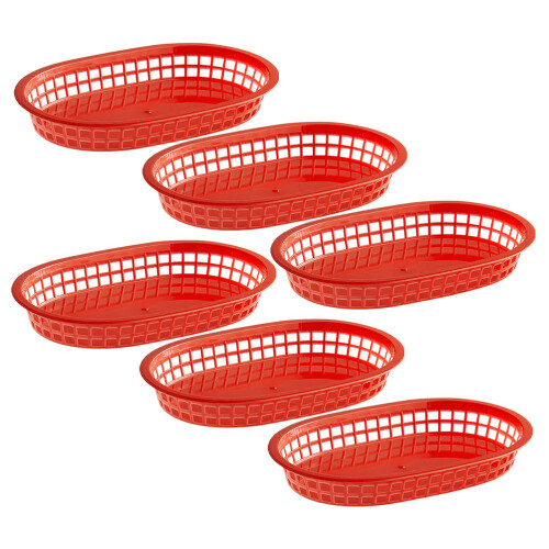 18Pièces Paniers De Service Rouges En PP Pour Snacks Repas Rapides 1