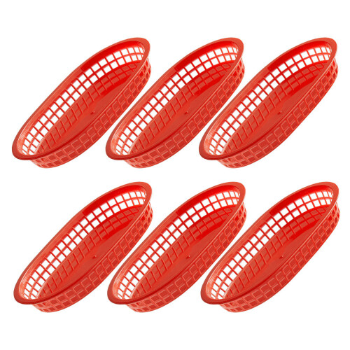 18Pièces Paniers De Service Rouges En PP Pour Snacks Repas Rapides 2