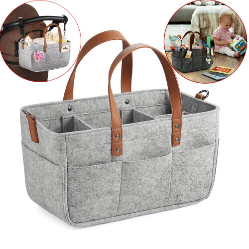 Diaper Caddy Organizer Felt Portable Gray 1 Pack