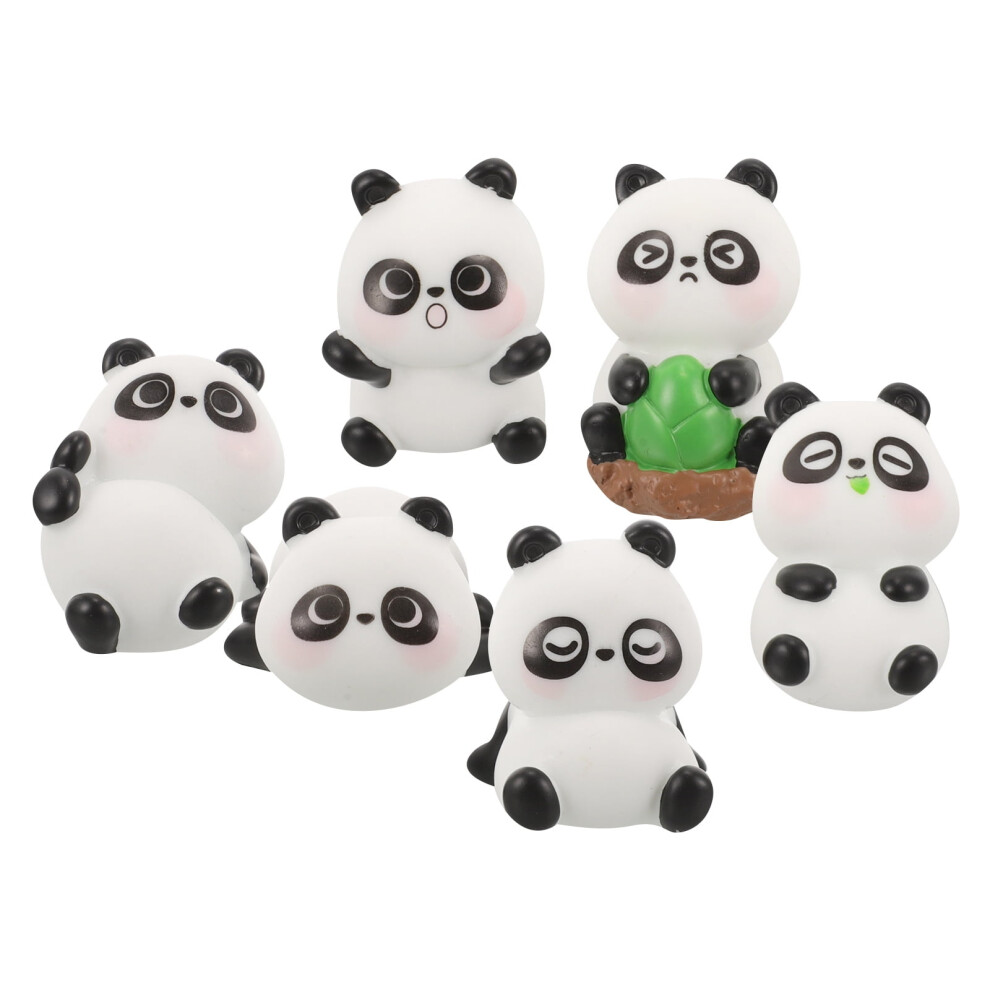 Resin Panda Dashboard Decor Set 6Pcs White 9402001565327