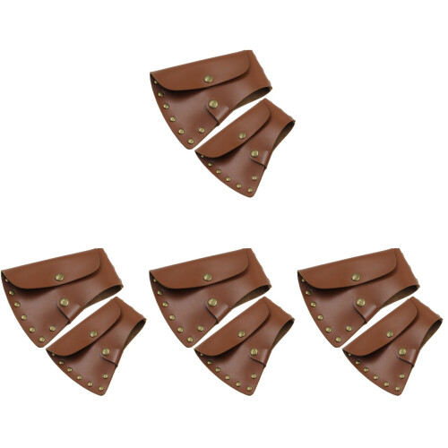 8Stk Universal Leder Axtschutzhülle Outdoor Hellbraun 1