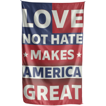 Nástěnná vlajka „Láska, ne nenávist dělá Ameriku skvělou“ 100% polyester, jedna velikost 91 x 152 cm