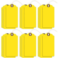 60 etichette gialle in carta Manila da appendere, 4,75" x 2,375" con cordino