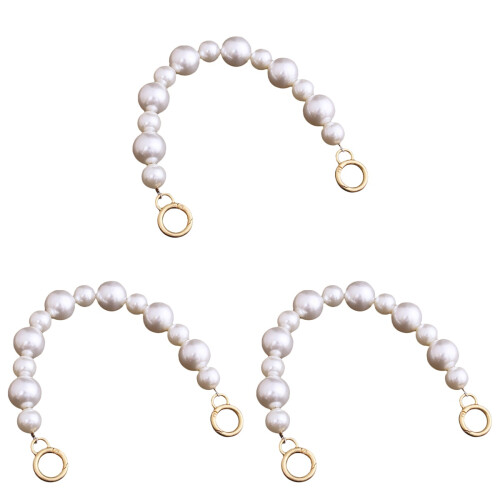 3Stk Leichte Perlen Bag Strap Chains Gold Handtasche 2
