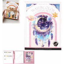 Draagbare aquarelset, 3-voudig reistekenblok met verf en penseel, klein aquarelboekje voor beginners en kinderen
