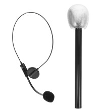 OUNONA2Pcs Mikrofónové slúchadlá s mikrofónom, kostým, rekvizita pre spevákov, falošný mikrofón, koncertné slúchadlá, strieborné