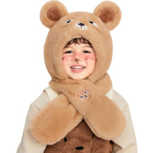 Winter Fuzzy Hat for Kids Cartoon Hooded Scarf Toddler Boys and Girls