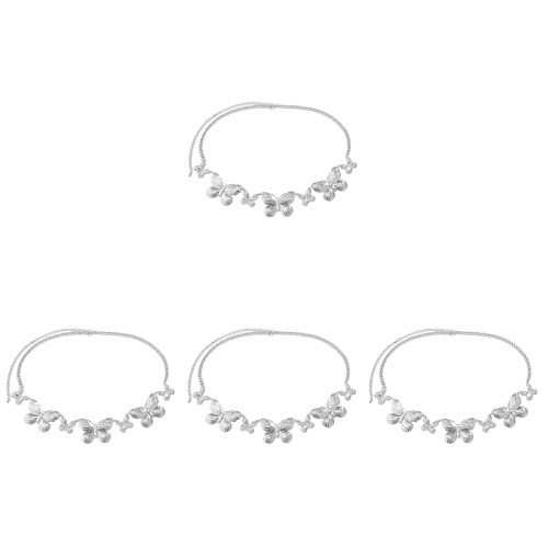 4Stk Silber Taillenkette Metall Leicht Gürtel 1