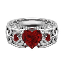 Anello di fidanzamento/matrimonio per San Valentino, a forma di cuore, in lega, rosso