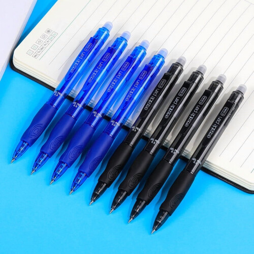 Penna gel cancellabile, nera e blu, punta fine, 8 pezzi