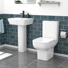 Nes Home White 500mm Square Modern Full Pedestal Basin with Toilet