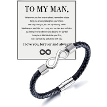 Pánský náramek To My Man – pletený z kůže Infinity, inspirativní dárek od manželky, ručně vyrobený náramek, kompatibilní se všemi