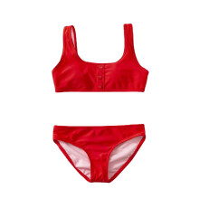 Toddler Girl 2 Piece Swimsuit Sport Red Soild High Waist Bikini Set Swimwear Bathing Suit Kids Girls Swimwear Toddler Swimsuit Girl Size 6