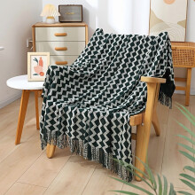 EASTIN 1pc Vintage Black & White Chevron Knit Throw with Fringe – Acrylic Couch/Bed/Car Cover, All-Season, Compatible with All Decor